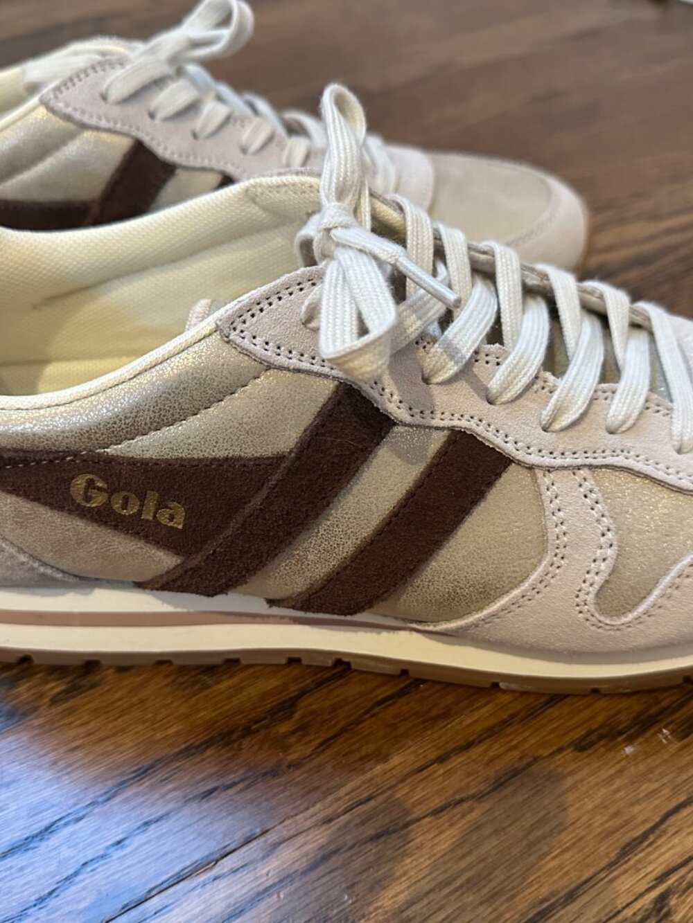 Gola Classics Women's Daytona Blaze Sneakers in Gold/Dark Brown/Cameo - Picture 8 of 11
